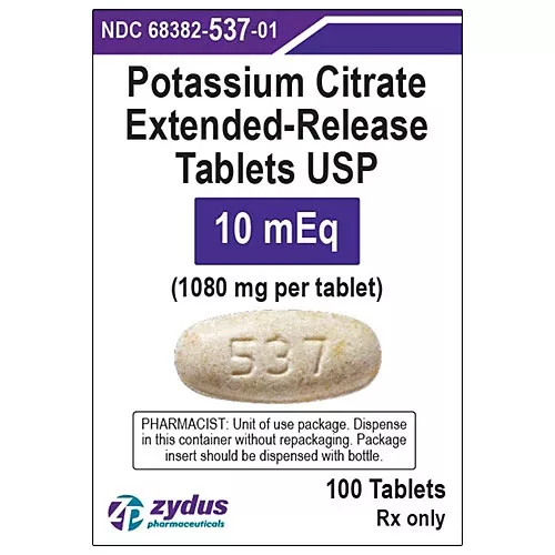 Potassium Citrate Tablets 10mEq Extended Release By Zydus 100 Count (RX)