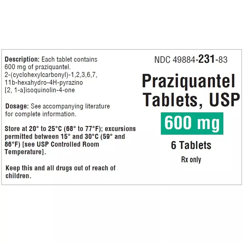 Praziquantel Tablets 600 mg by Endo 6-Tablets (RX)