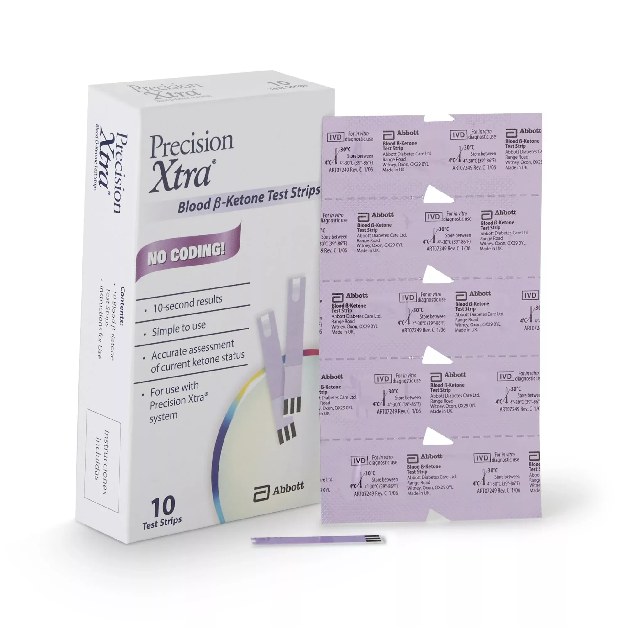 Precision Xtra Blood Ketone Test Strips, 1 Box of 10