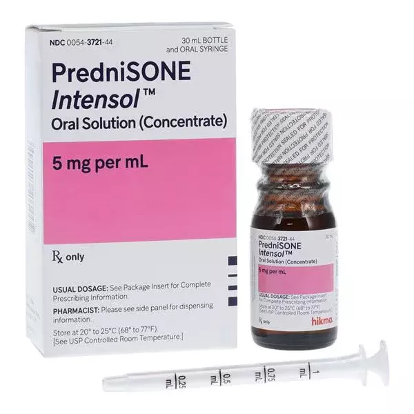 Prednisone Intensol Oral Solution (Concentrate) Steroid Medication 5mg/mL Bottle 30mL (RX)