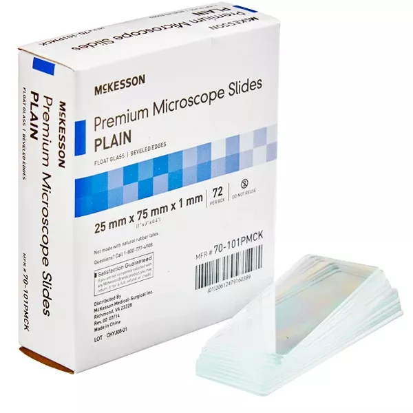 Premium Microscope Slides with Beveled edges 25 x 75 x 1 mm Plain Glass, 72/Box