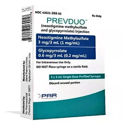 Prevduo (Neostigmine Methylsulfate and Glycopyrrolate) Injection, Prefilled Syringe 3 mL x 5 Pack (RX)
