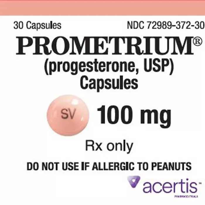 Prometrium Progesterone 100 mg Capsules 100 Count (RX)
