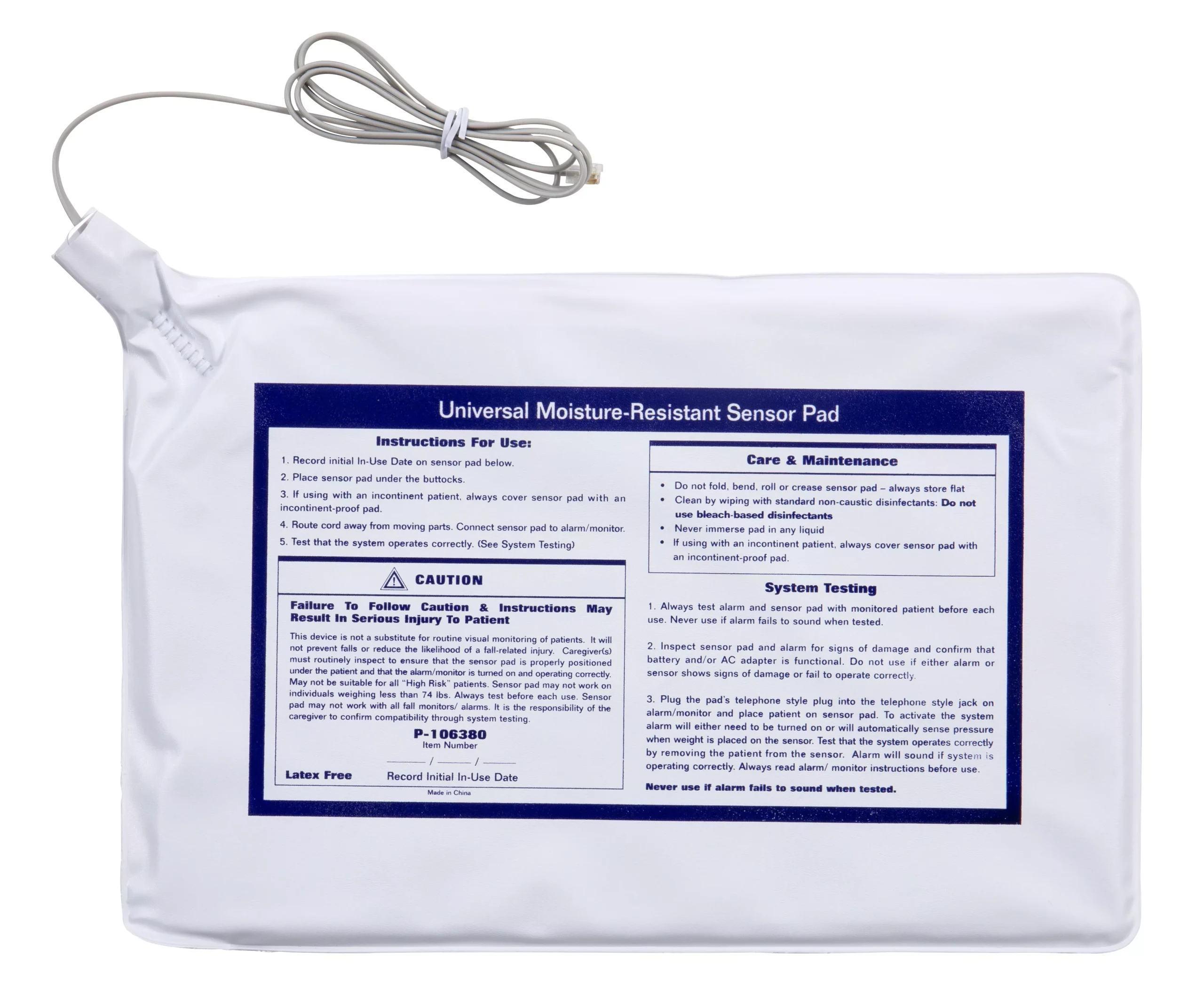 Protech Moisture Resistant Chair Sensor Pad, 10 x 15 Inch, 1 Each
