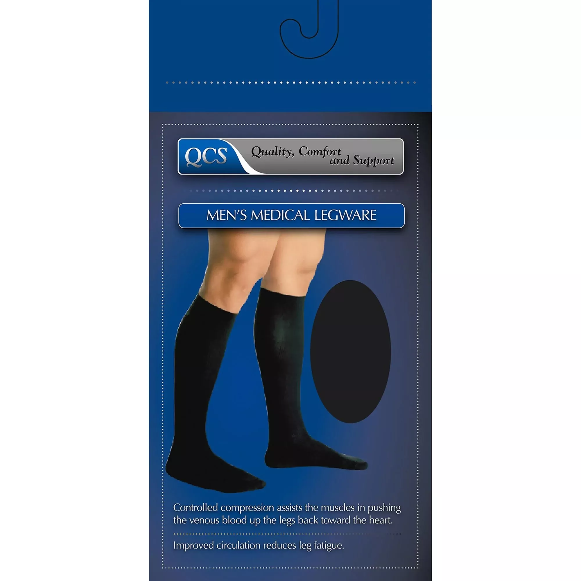QCS Compression Knee-High Socks, X-Large, Black, 1 Pair of 2