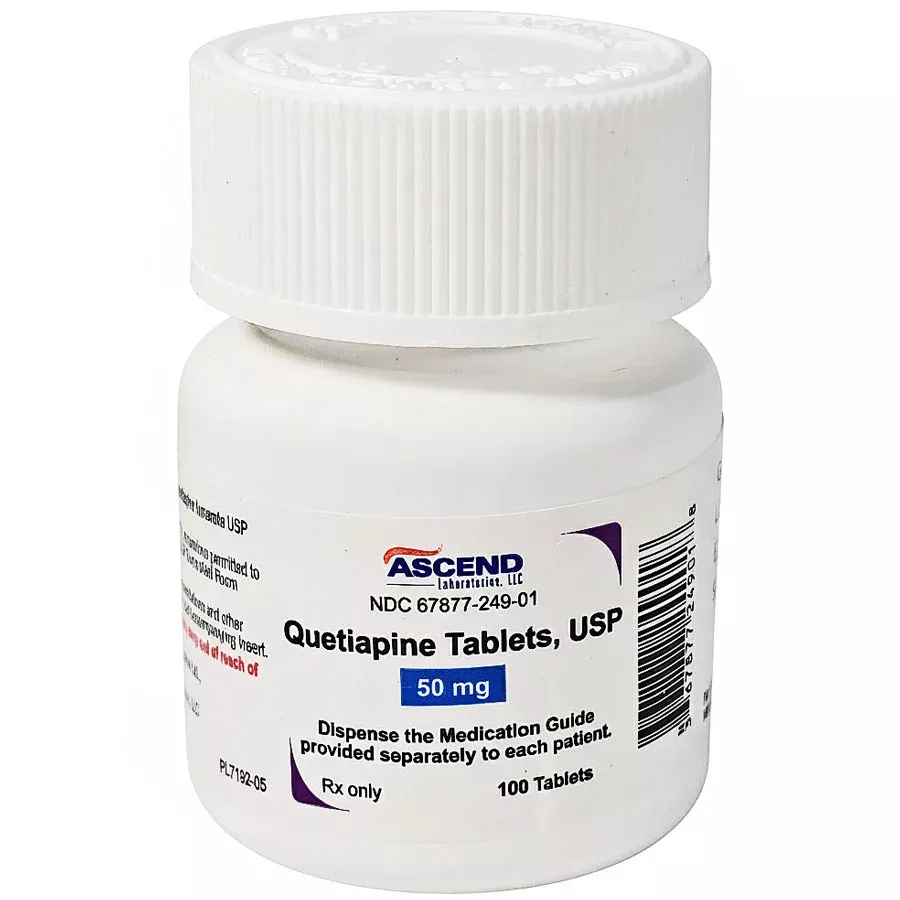 Quetiapine Fumarate 50 mg Tablets by Ascend Labs 100/Bottle (RX)