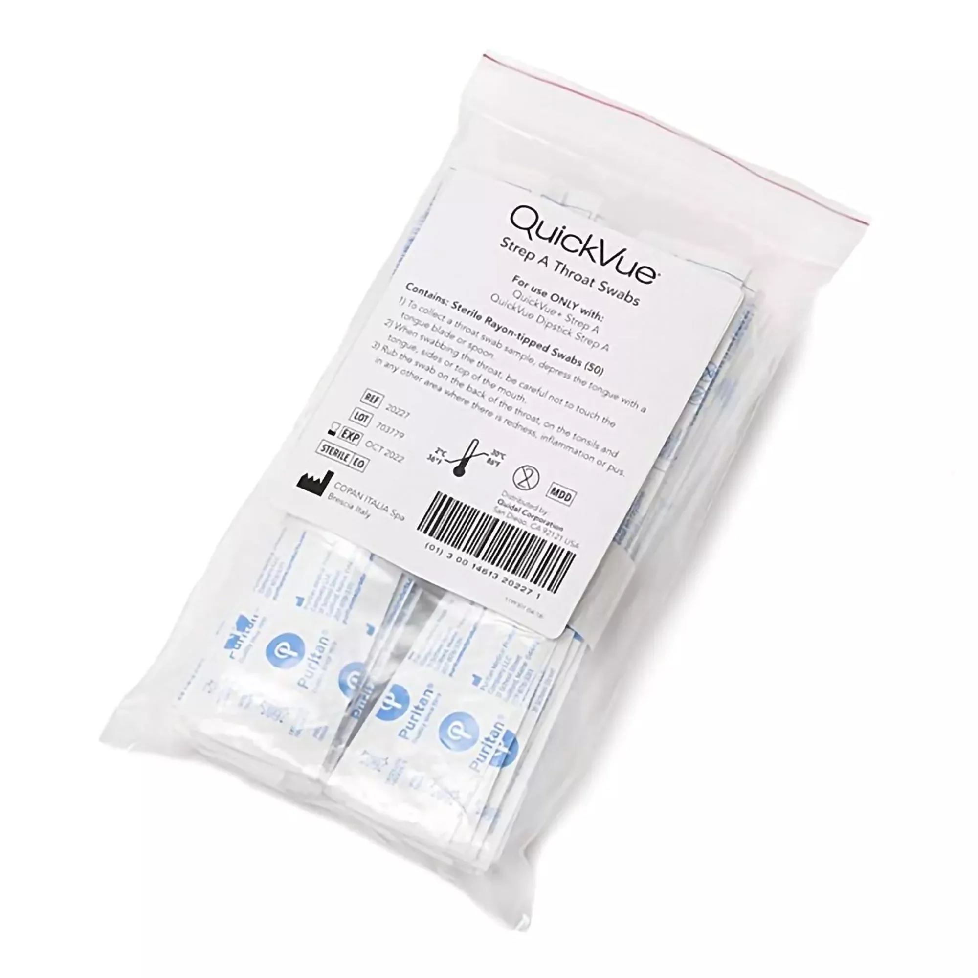 QuickVue Specimen Collection Swab for use with QuickVue Dipstick Strep A Test and QuickVue+ Strep A Test Kits, 1 Pack of 50