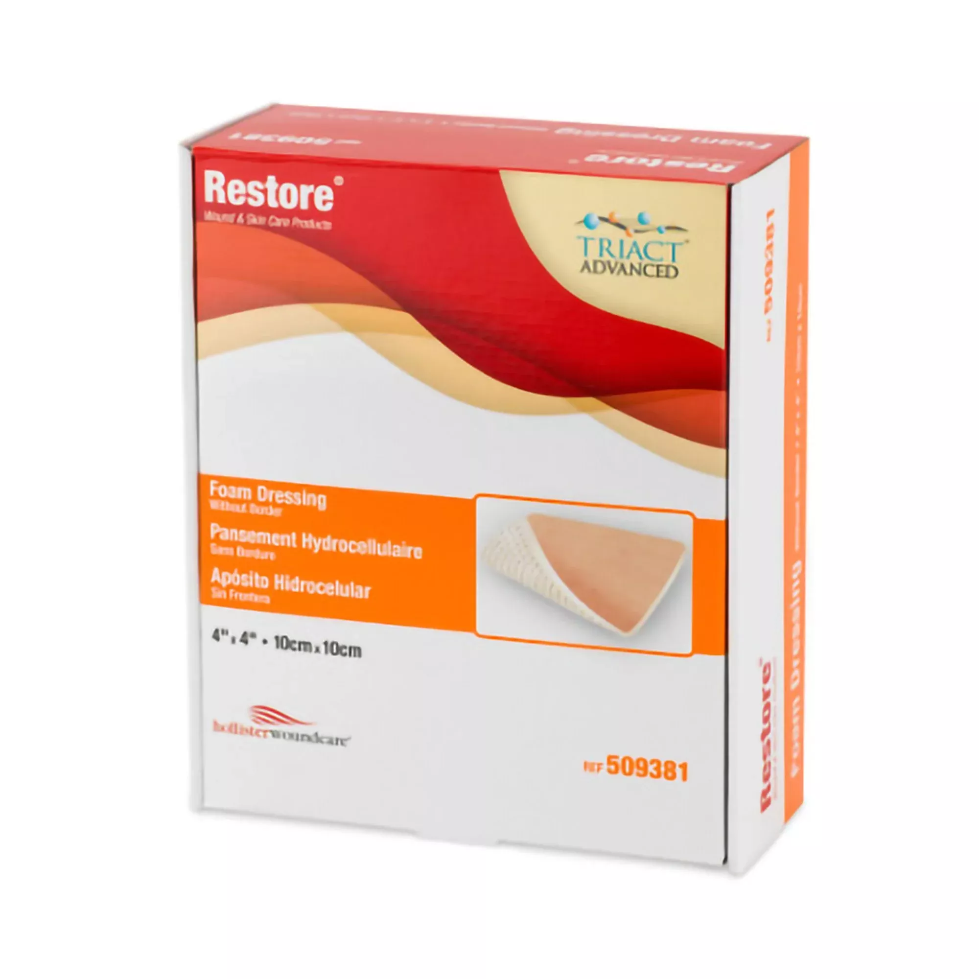 Restore™ Nonadhesive without Border Foam Dressing, 4 x 4 Inch, 1 Box of 10