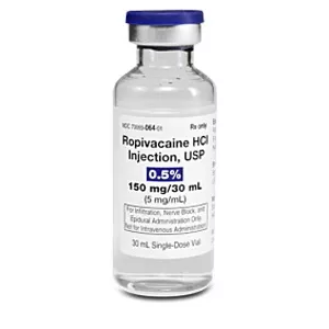 Ropivacaine HCL for Injection 0.5% 5mg/mL Single-Dose Vial 30 mL x 10 Pack (Rx)
