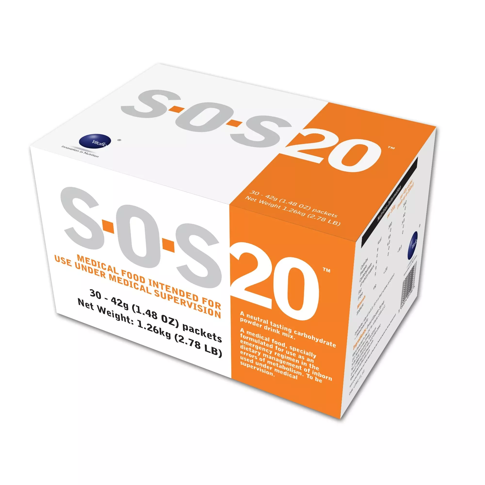 S.O.S. 20 Neutral Flavor Carbohydrate Oral Supplement, 42 Gram Packet, 1 Each