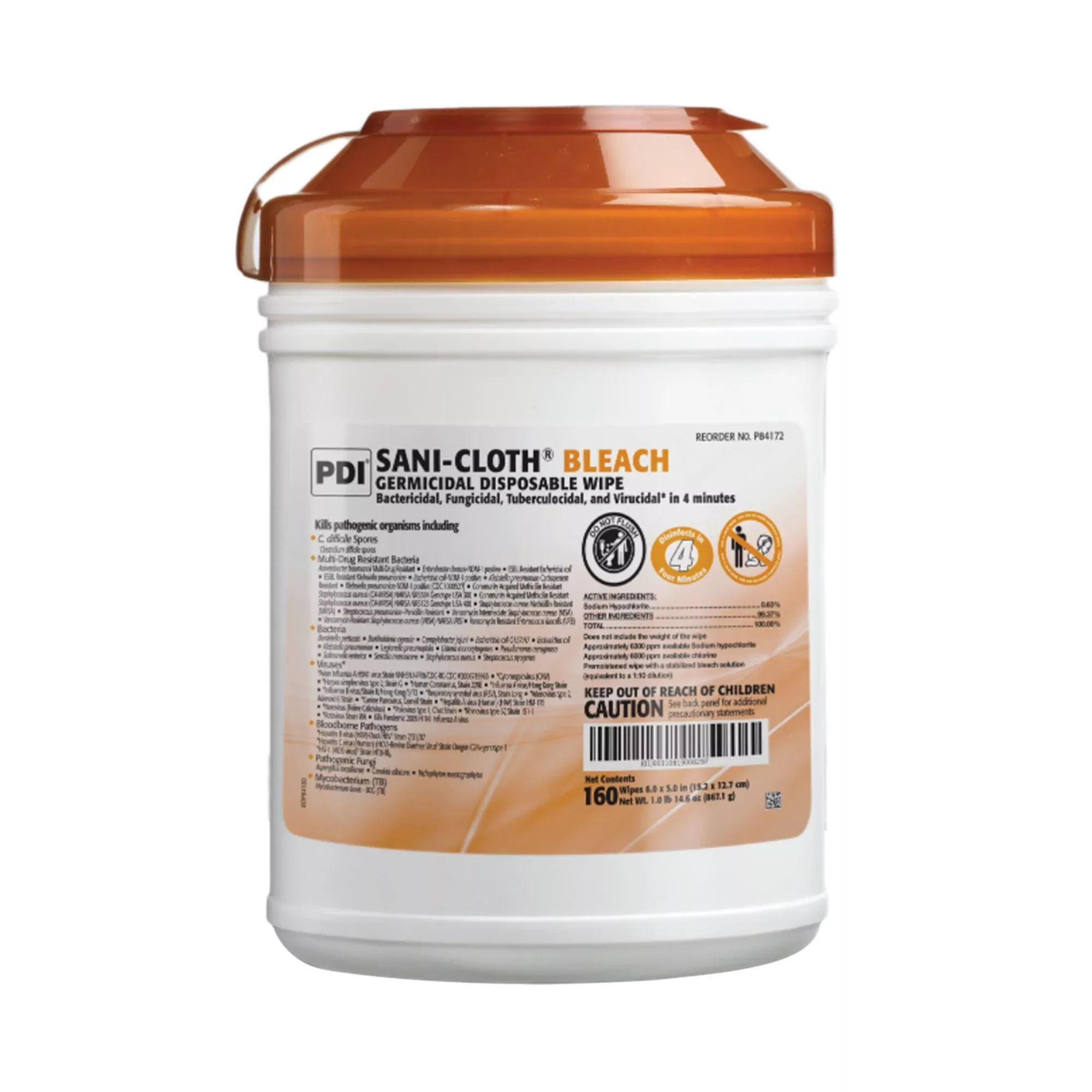 Sani-Cloth Bleach Germicidal Disposable Wipes, 1 Case of 1920