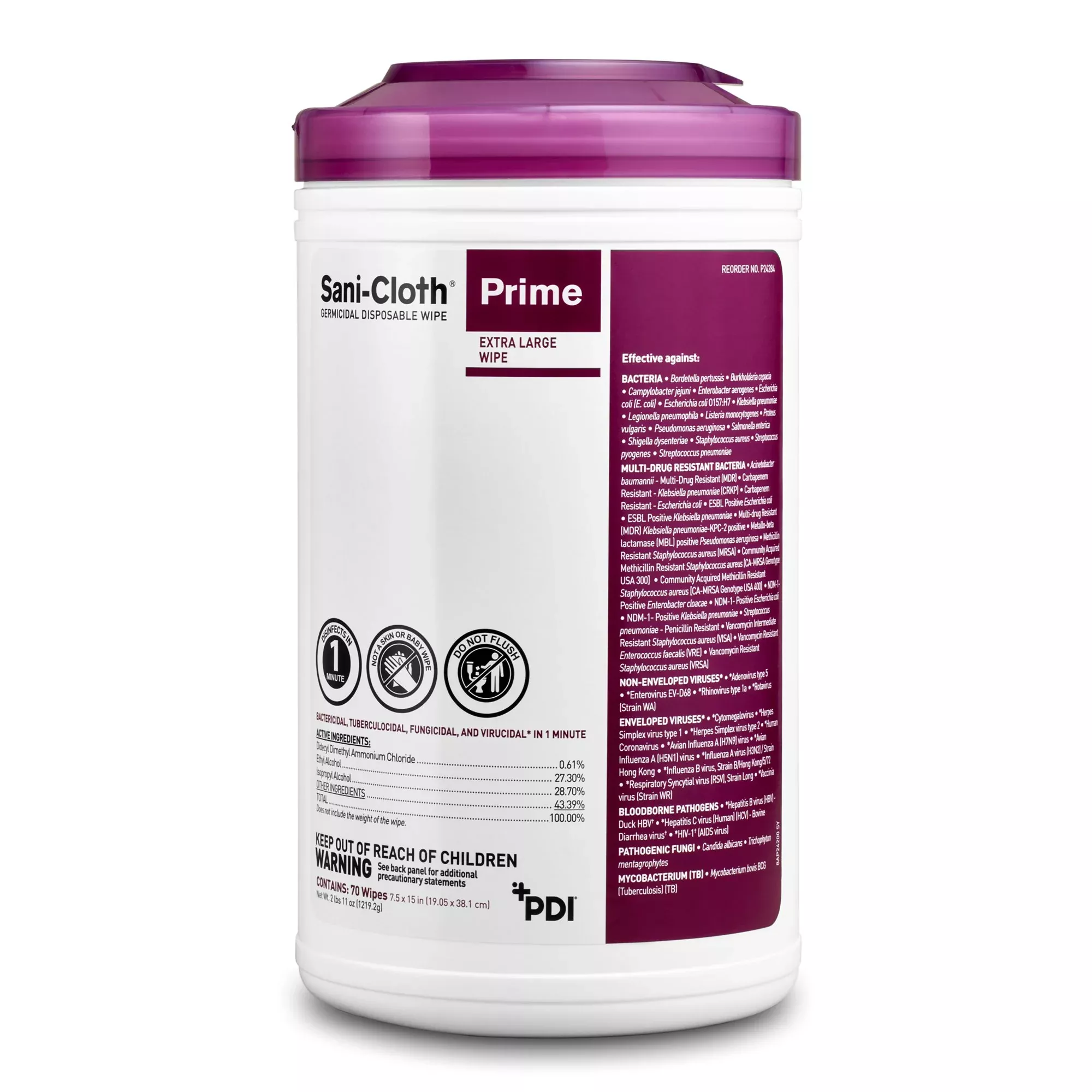 Sani-Cloth Prime Surface Disinfectant Wipes, Extra Large, 1 Case of 420