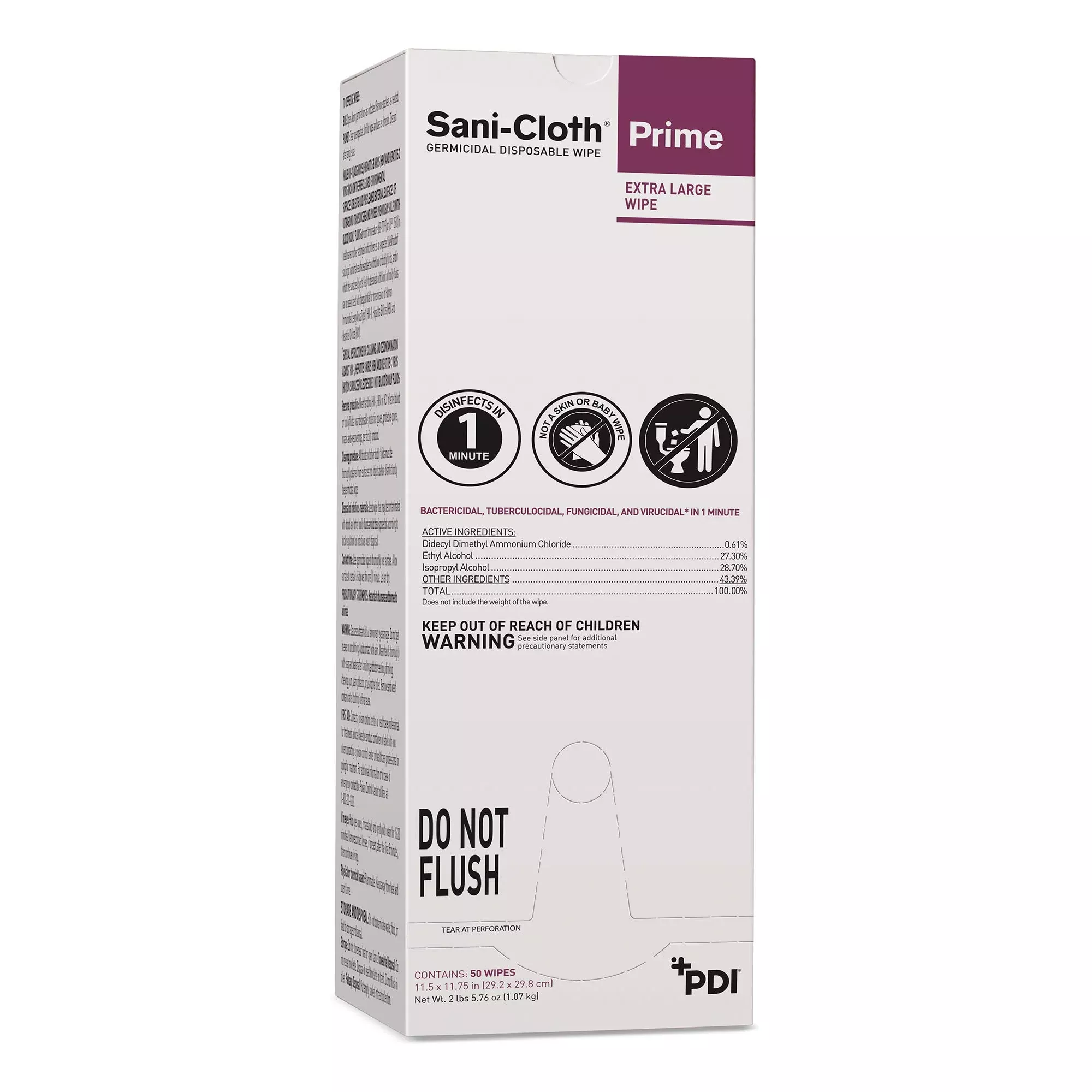 Sani-Cloth Prime X-Large Germicidal Disinfectant Wipes, Individually Wrapped