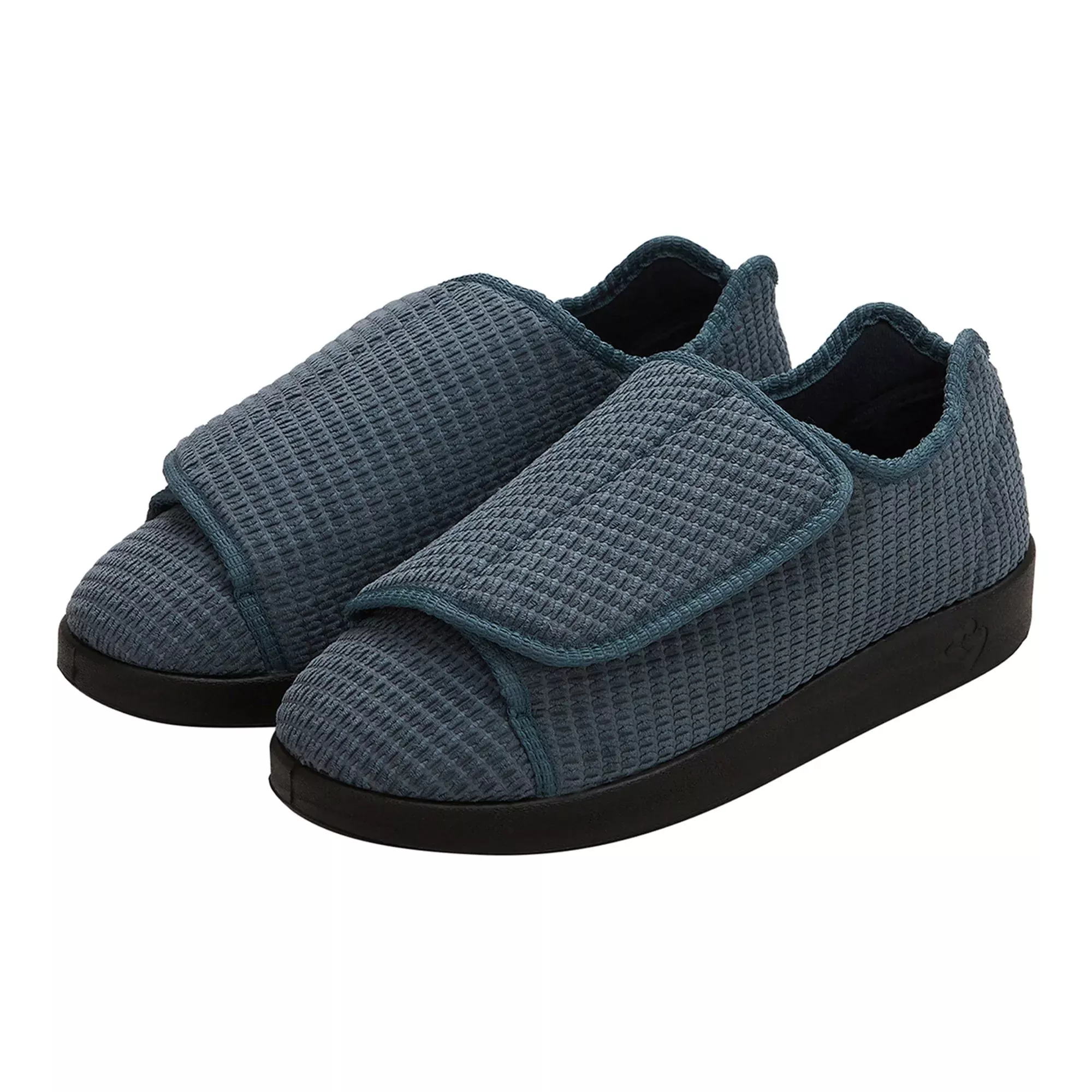 Silverts Men's Double Extra Wide Slip Resistant Slippers, Steel, Size 14, 1 Pair