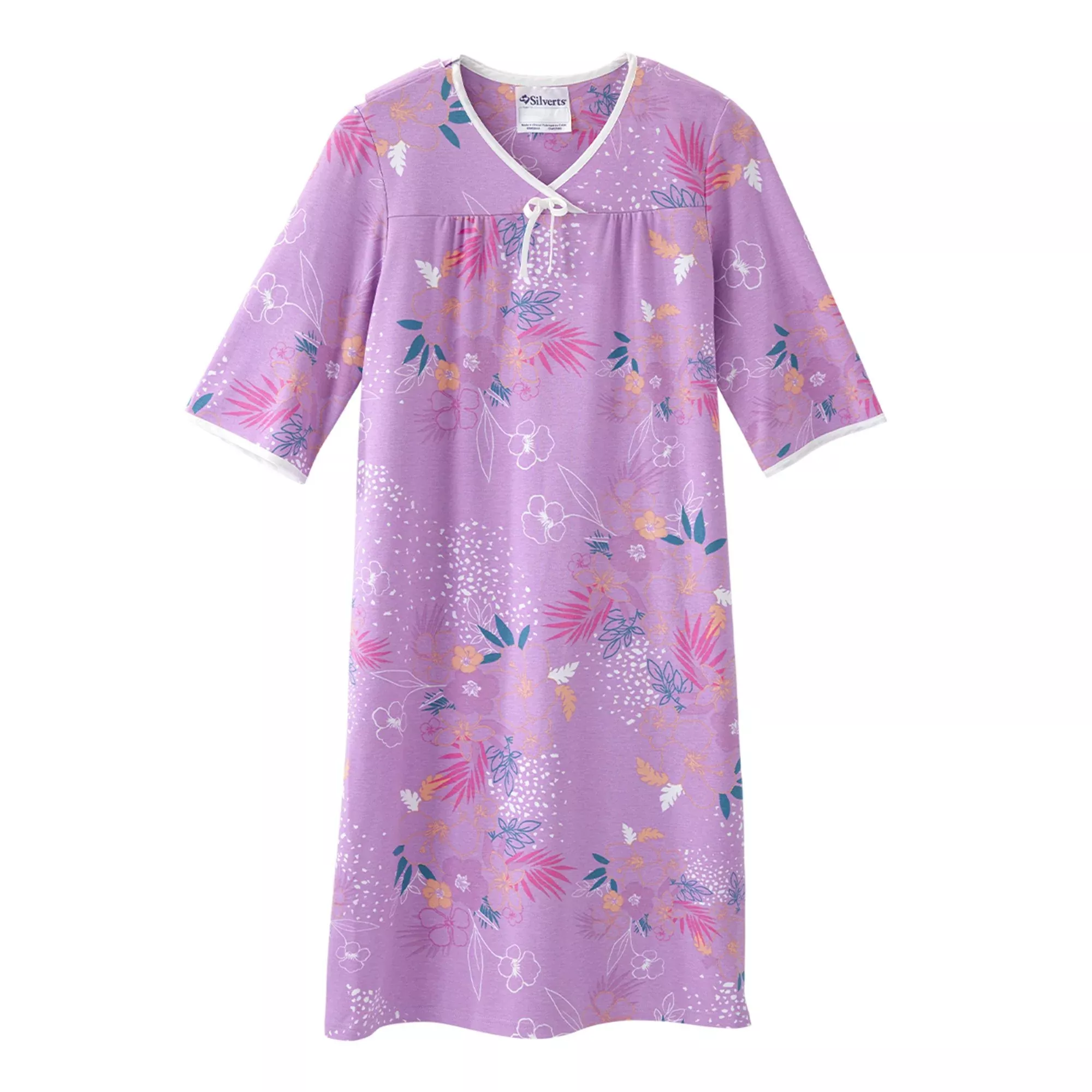 Silverts Shoulder Snap Patient Exam Gown, Medium, Soft Tropical, 1 Each