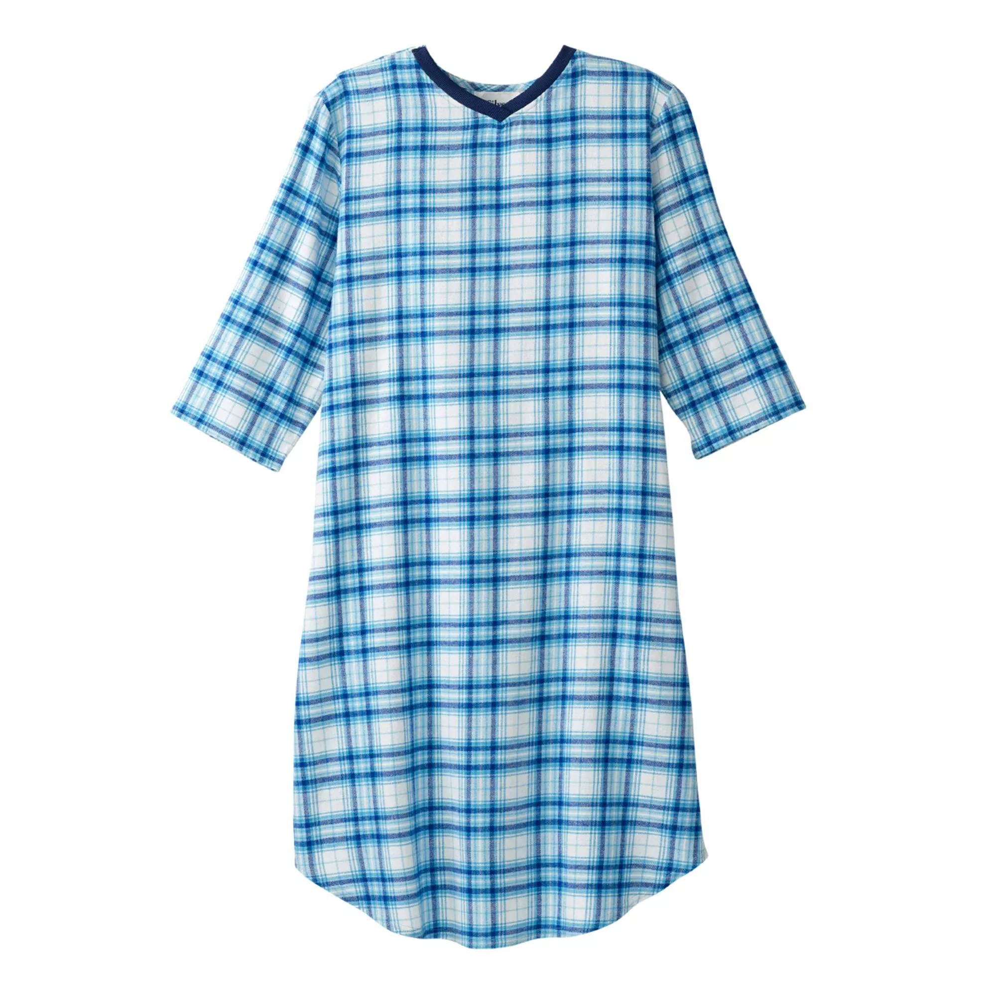 Silverts Shoulder Snap Patient Exam Gown, Small, Turquoise Plaid, 1 Each