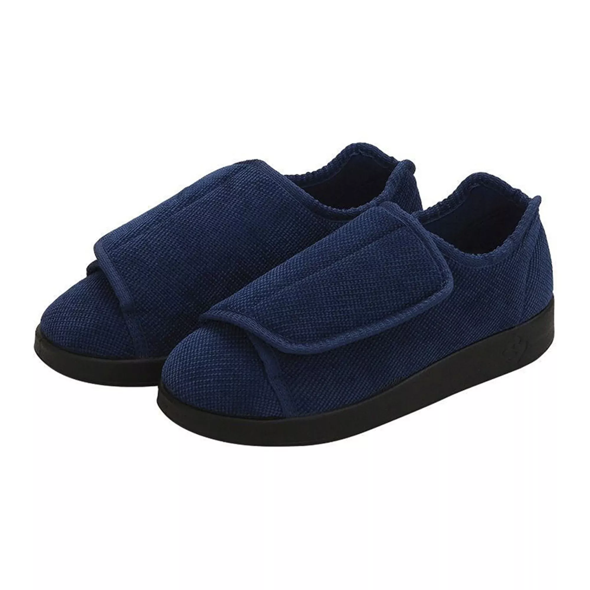 Silverts Women's Double Extra Wide Easy Closure Slippers, Navy Blue, Size 10, 1 Pair