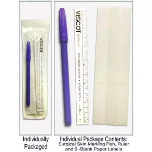 Skin Marking Pen w/ 9 Labels & 6Flxble Ruler Sterile