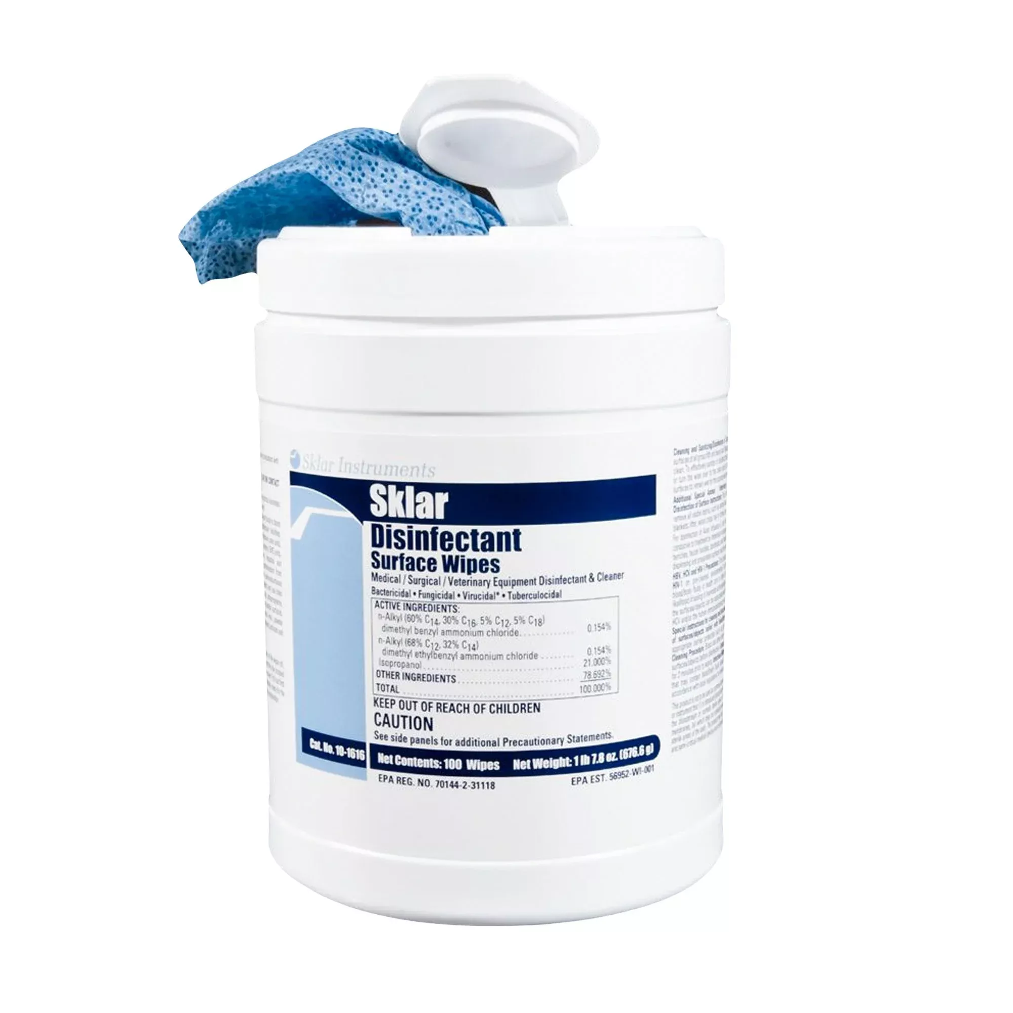 Sklar Surface Disinfectant Cleaner Wipes, 1 Carton
