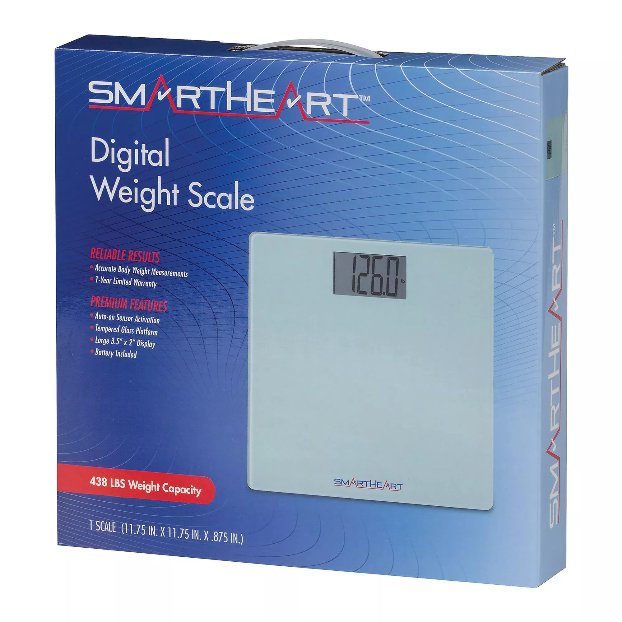 SmartHeart Digital Scale, Bathroom Floor Body Scale, 438 lbs Capacity, 1 Each