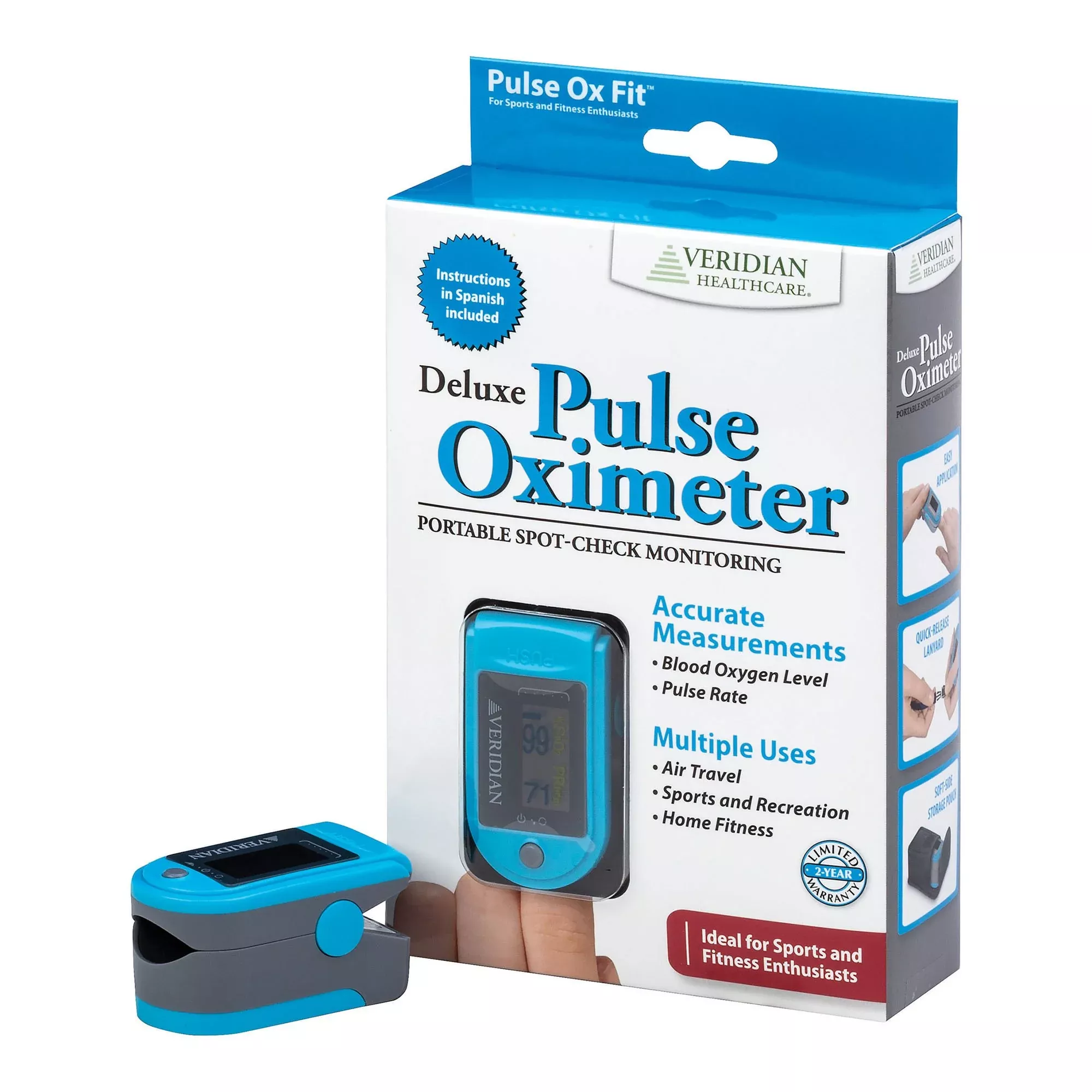 SmartHeart Fingertip Pulse Oximeter for Blood Oxygen Saturation, Deluxe, 1 Each