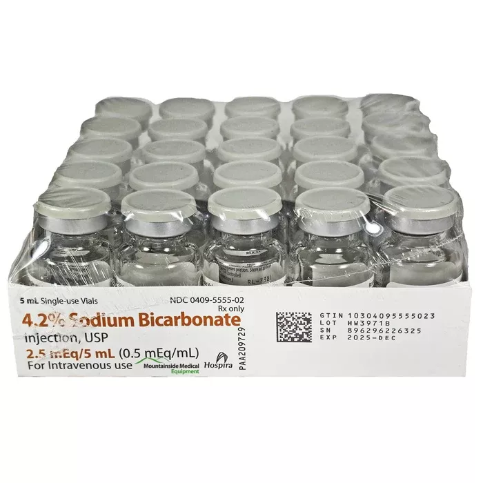 Sodium Bicarbonate 4.2% Injection Hospira, Single Dose 5 ml x 25/Tray (Rx)