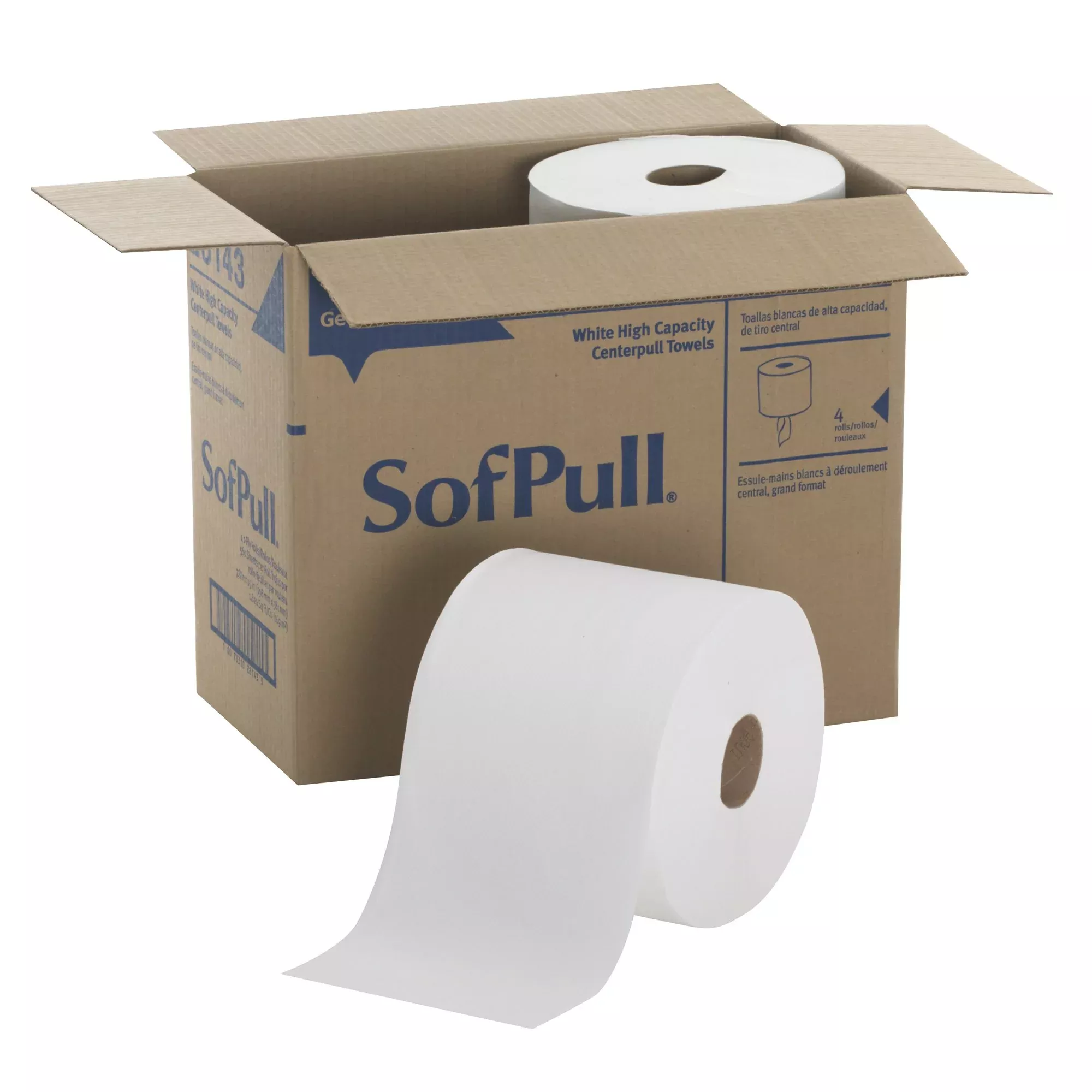 SofPull White Paper Towel, 8,400 Feet, 4 Rolls per Case, 1 Case of 4