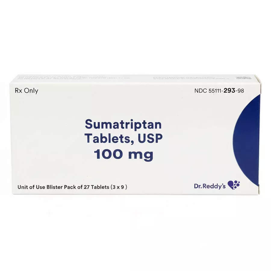 Sumatriptan Succinate 100 mg Tablets, Blister Pack of 27-Pack (RX)