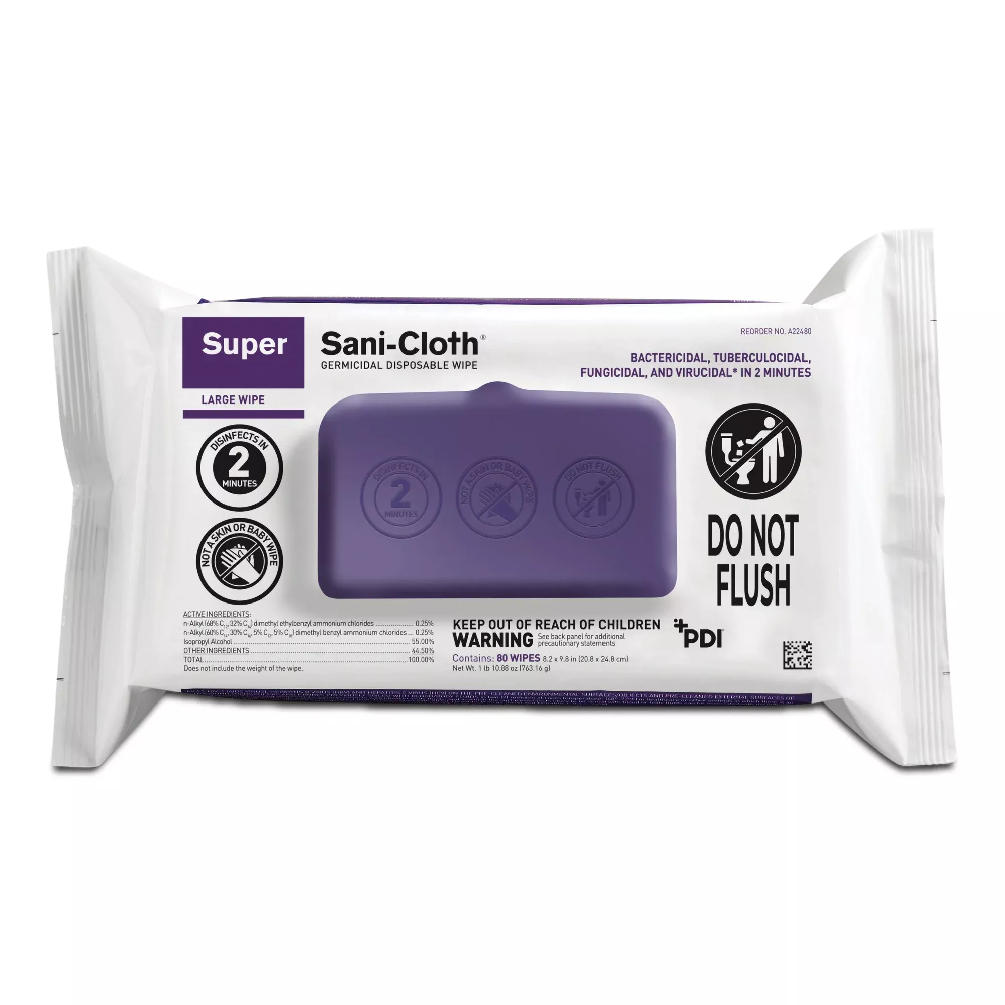 Super Sani-Cloth Germicidal Surface Disinfectant Cleaner Pull Wipes 80 Count