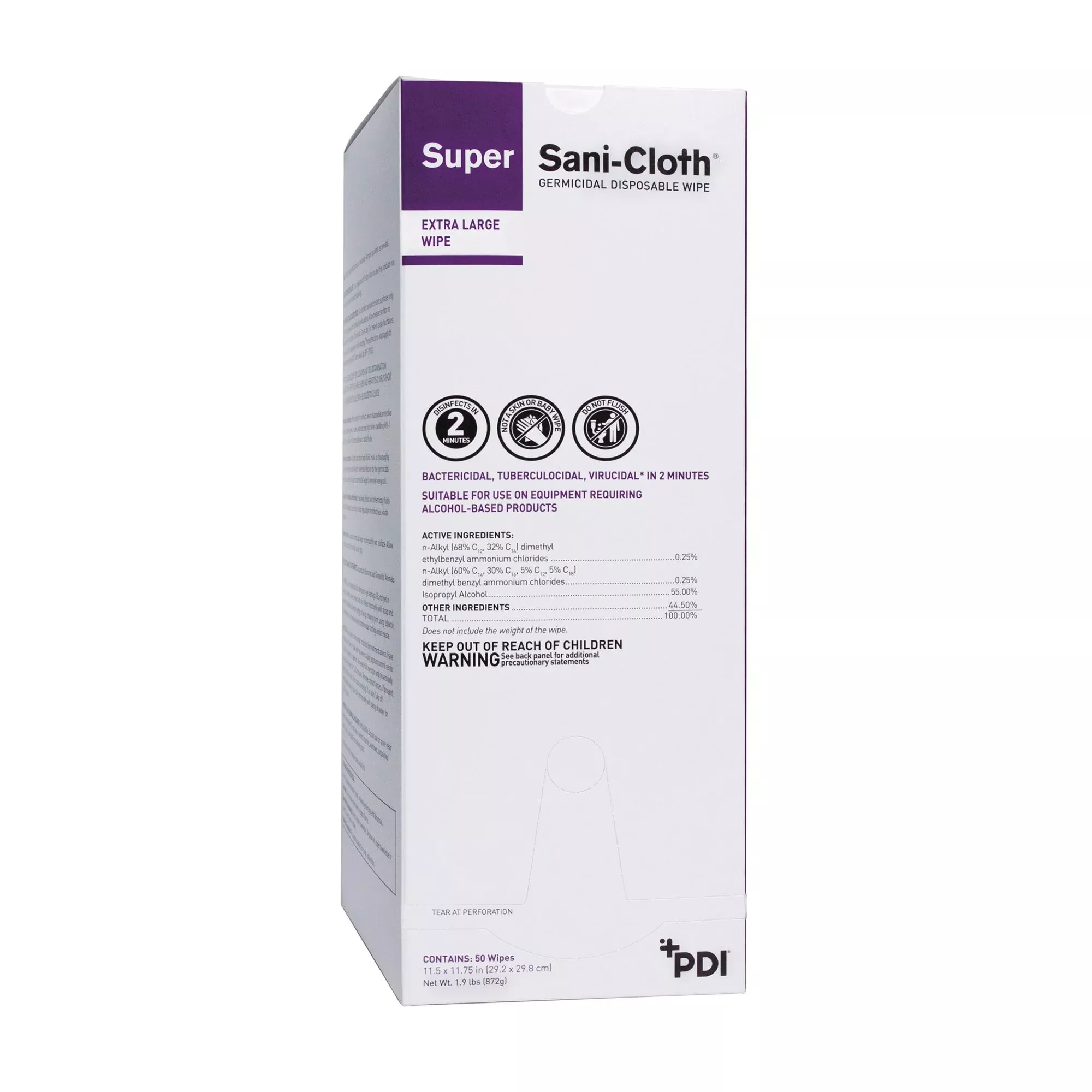 Super Sani-Cloth Surface Disinfectant Wipe, X-Large Individual Packet, 1 Case of 150