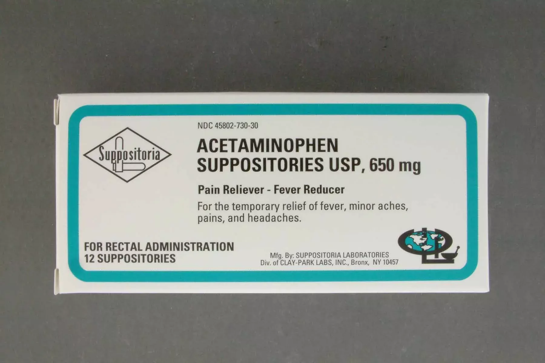 Suppositoria Acetaminophen Pain Relief Rectal Suppositories, 1 Box of 12