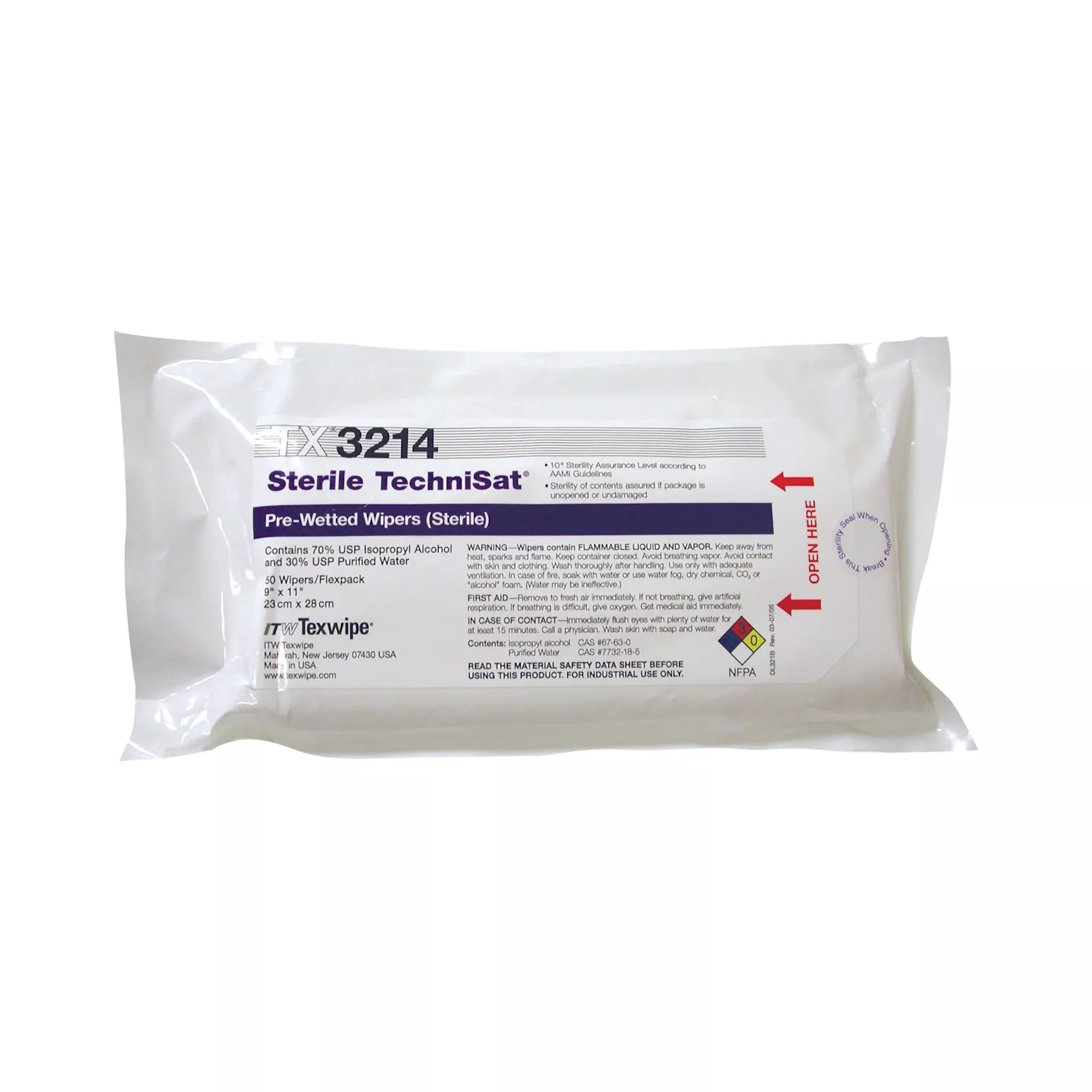 TechniSat Pre-Saturated Nonwoven Cleanroom Wipers, 1 Case of 1000