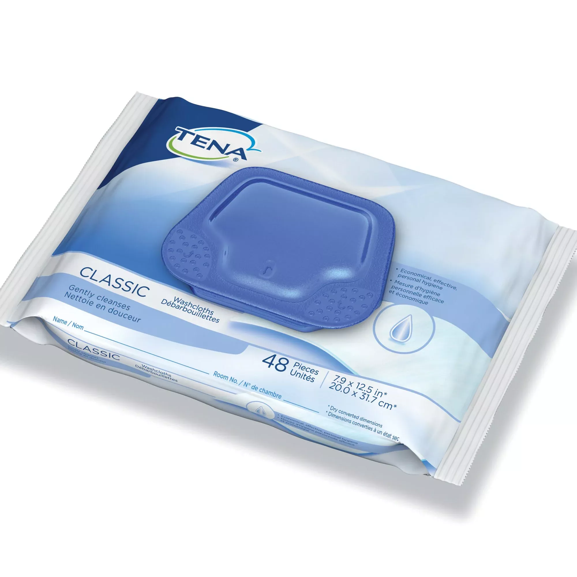 Tena Classic Disposable Washcloth, Alcohol-Free, Scented, Convenient, Regular Use, 1 Case of 576