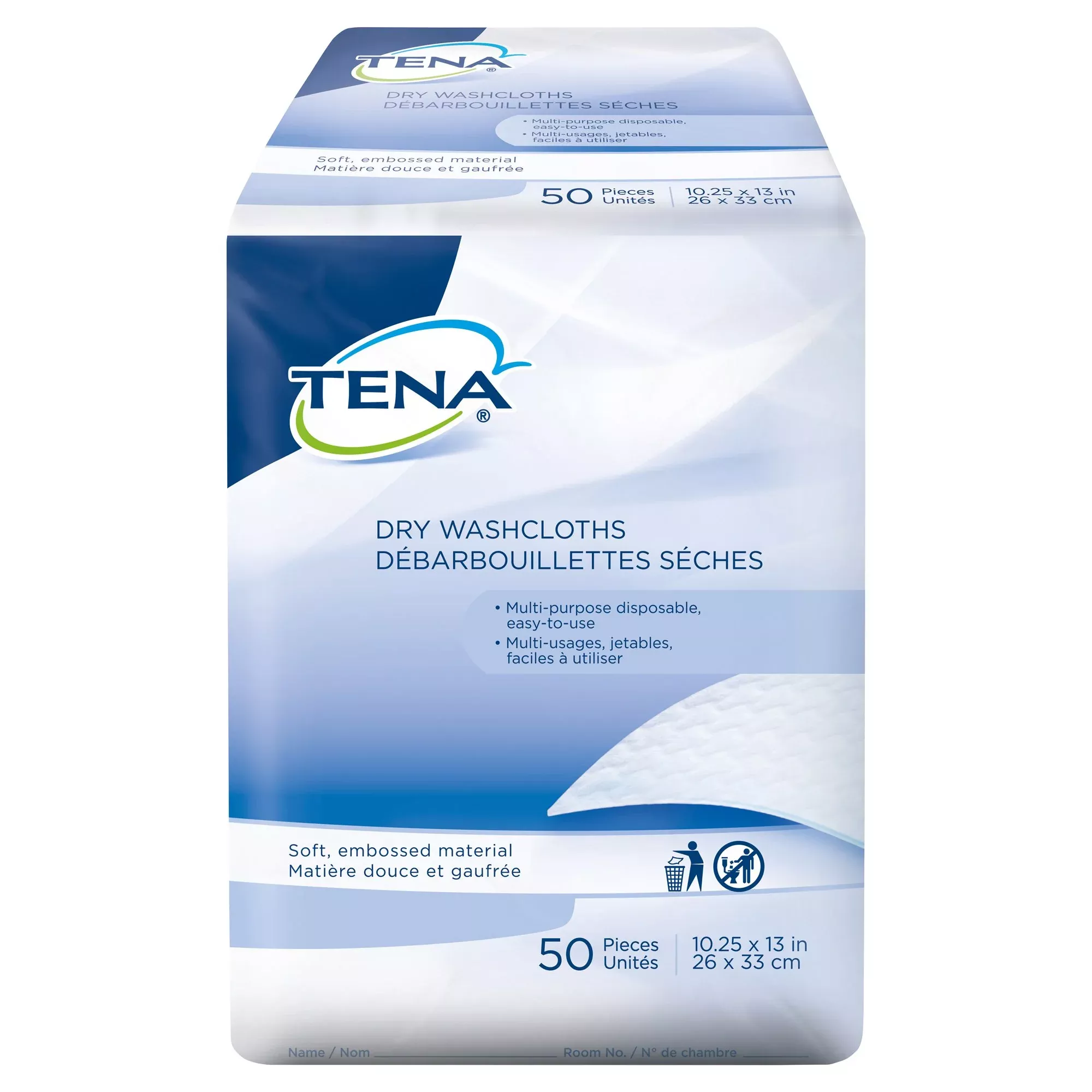 Tena Dry Washcloths, 10-1/4 x 13 Inch, 1 Case of 20