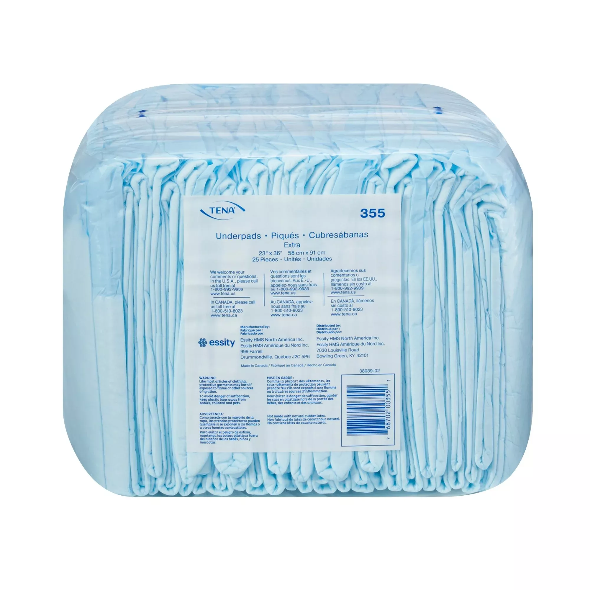 Tena Extra Protection Absorbent Underpad, 23 x 36 Inch, 1 Bag of 25