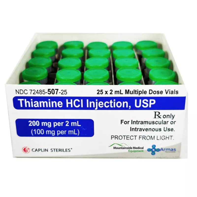 Thiamine Vitamin B1 Injection Multiple Dose Vials 200 mg Per 2 mL x 25/Tray (RX)
