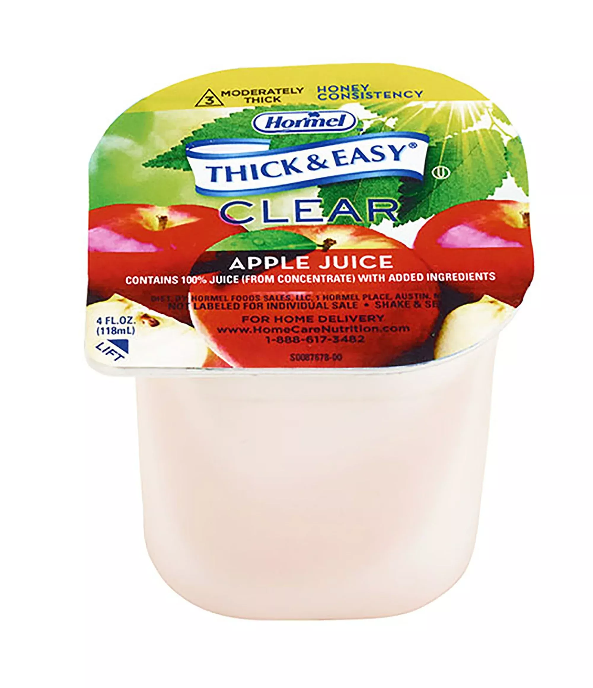Thick & Easy Clear Honey Consistency Apple Thickened Beverage, 4-ounce Cup, 1 Case of 24
