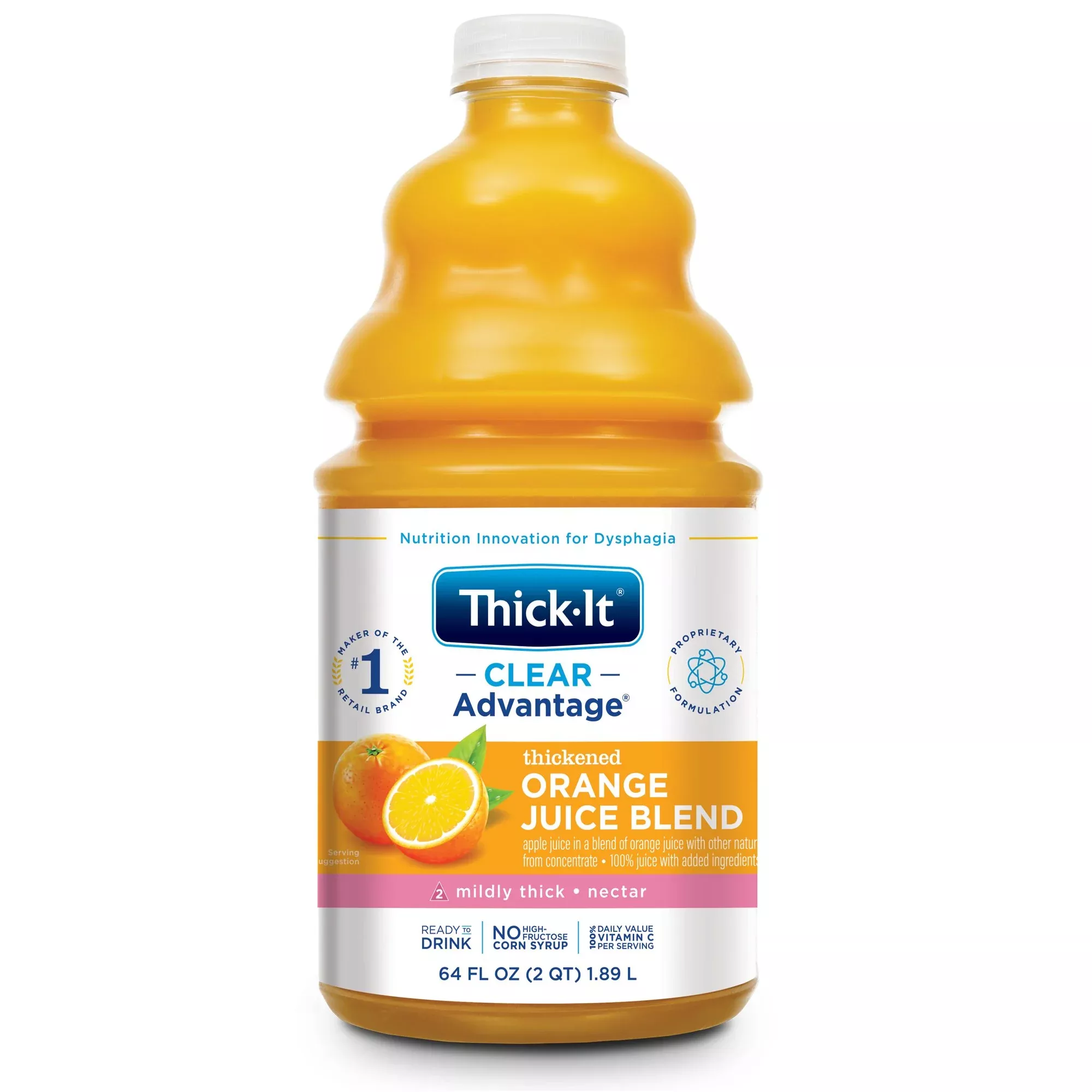Thick-It Clear Advantage Nectar Consistency Orange Thickened Beverage, 64-ounce Bottle, 1 Case of 4