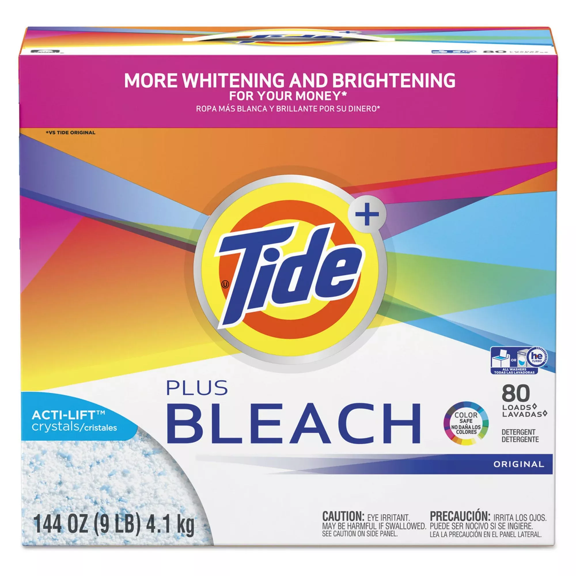 Tide Plus Bleach Powder Laundry Detergent, 1 Case of 2