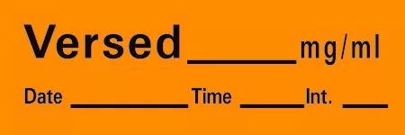 Timemed Anesthesia Label Tape, Versed, 1/2 x 1-1/2 Inch, 1 Roll