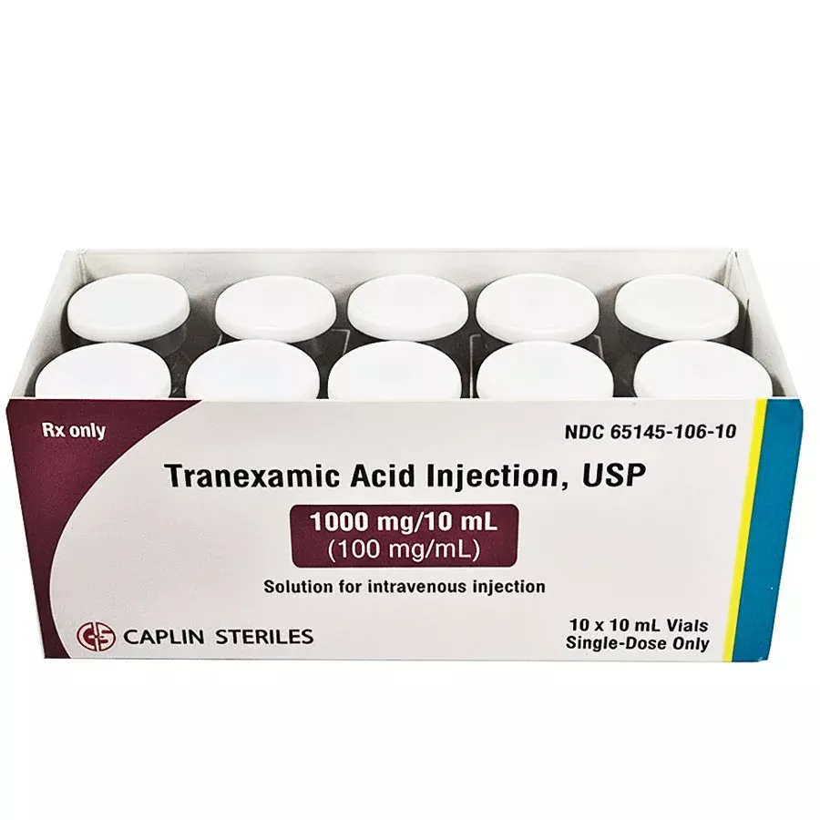 Tranexamic Acid Injection 1000 mg Per 10 mL Single-Dose Vials 10 mL x 10/Box (RX)