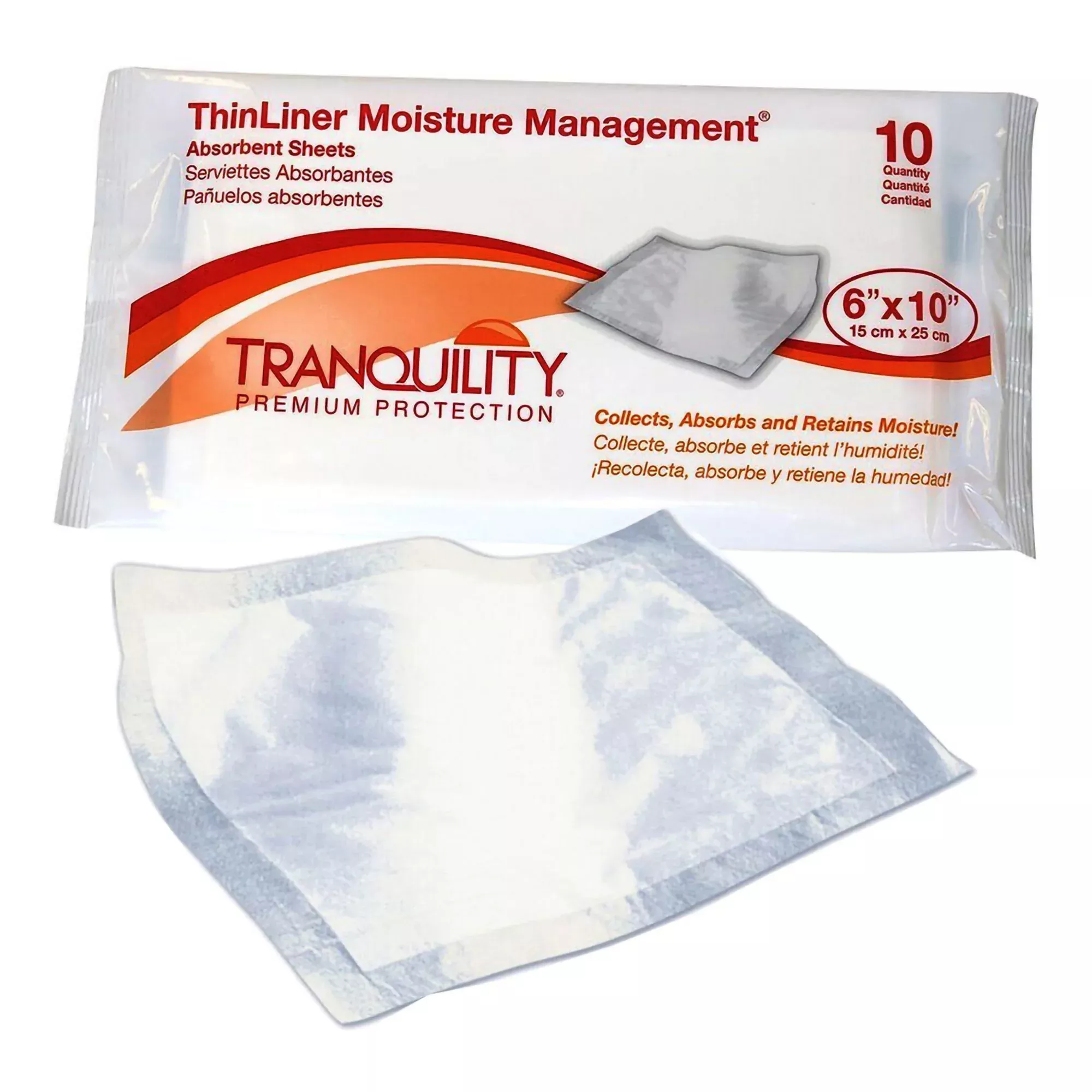 Tranquility ThinLiner Skin Fold Pad, 6 x 10 Inch, 1 Pack of 10