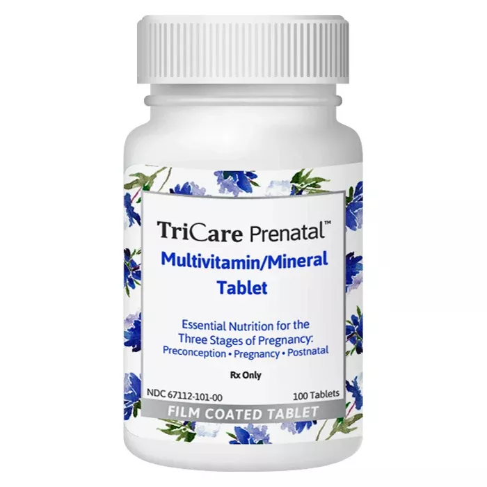 TriCare Prenatal Mulivitamin and Mineral Tablets, Film Coated 100 Count