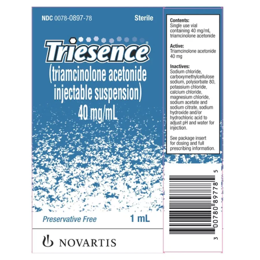Triesence Triamcinolone Acetonide Steroid Eye Injection 40 mg Single-Dose, 1 mL Vial (RX)