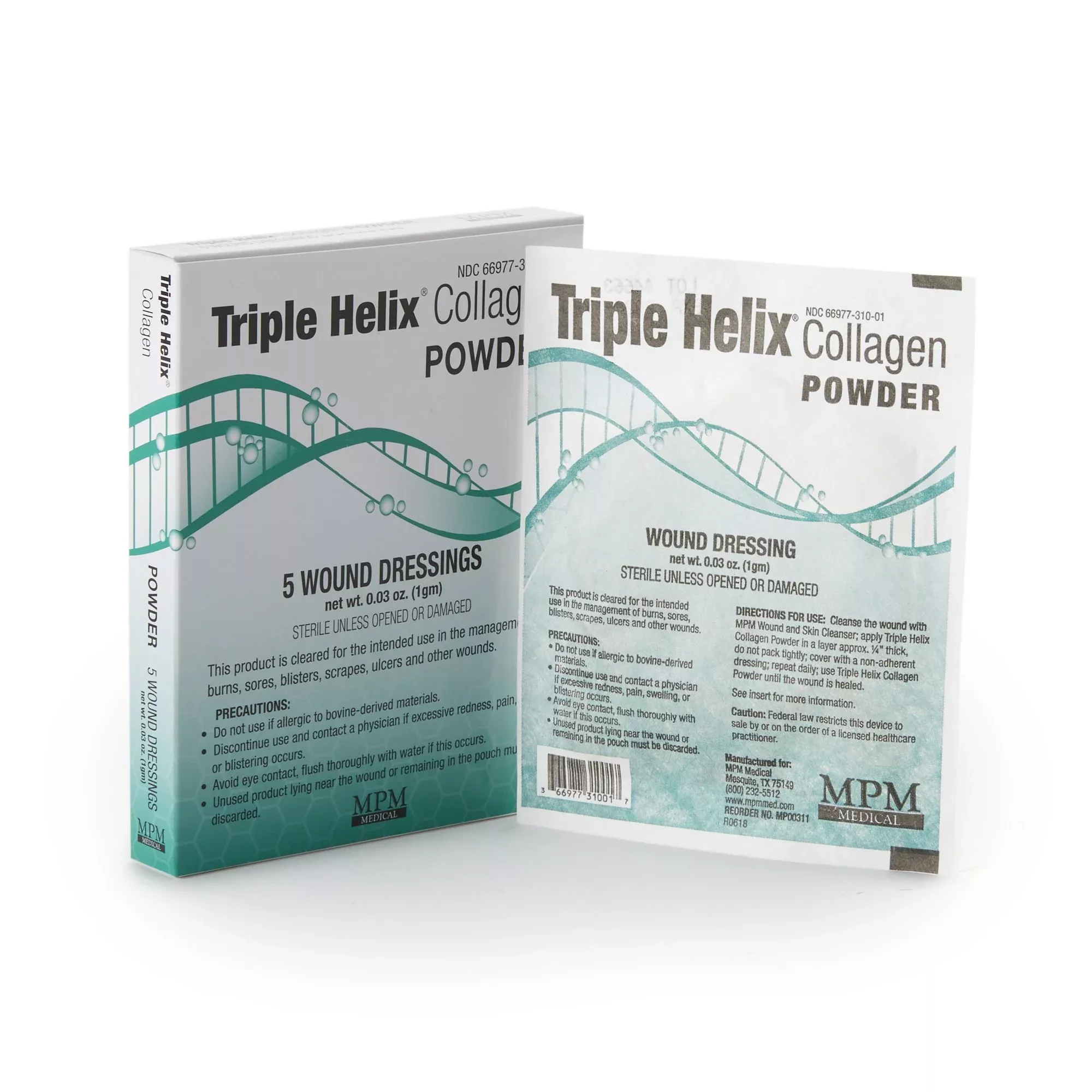 Triple Helix Collagen Powder, 1 Gram, 1 Bag of 5