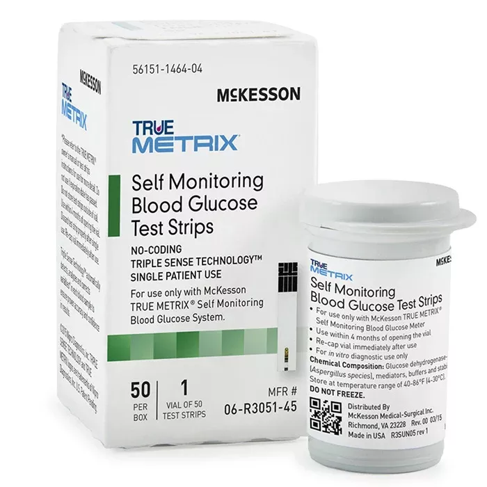 True Metrix Blood Glucose Test Strips by McKesson 50 Count