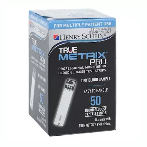 True Metrix Pro Blood Glucose Test Strips by Henry Schein 50 Count