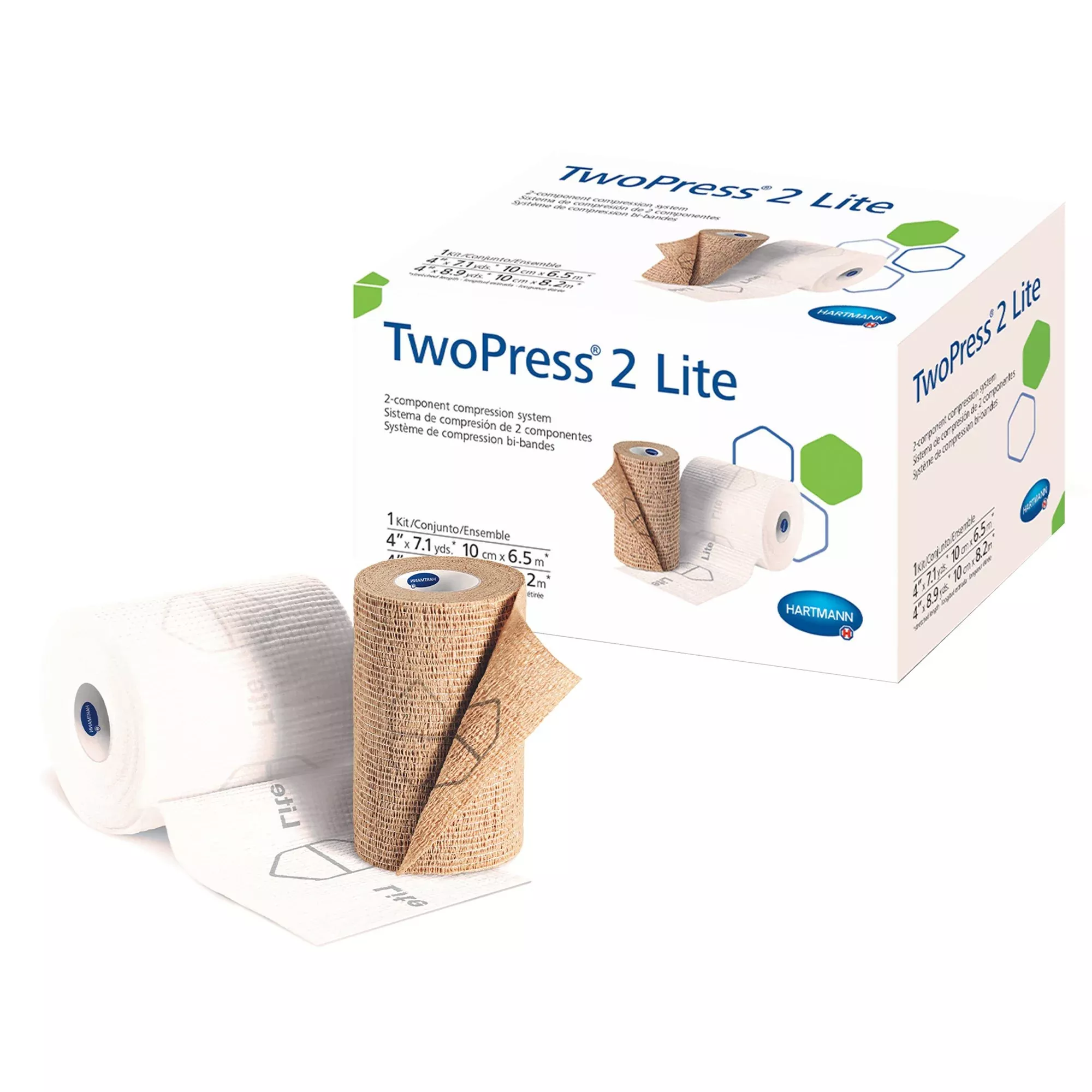 TwoPress 2 Lite 2 Layer Compression Bandage System with Visible Indicators, 1 Kit