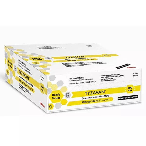 Tyzavan Ready-to-Use Pre-Mixed Vancomycin Injection IV Bags 100 mL x 12 Bags (RX)