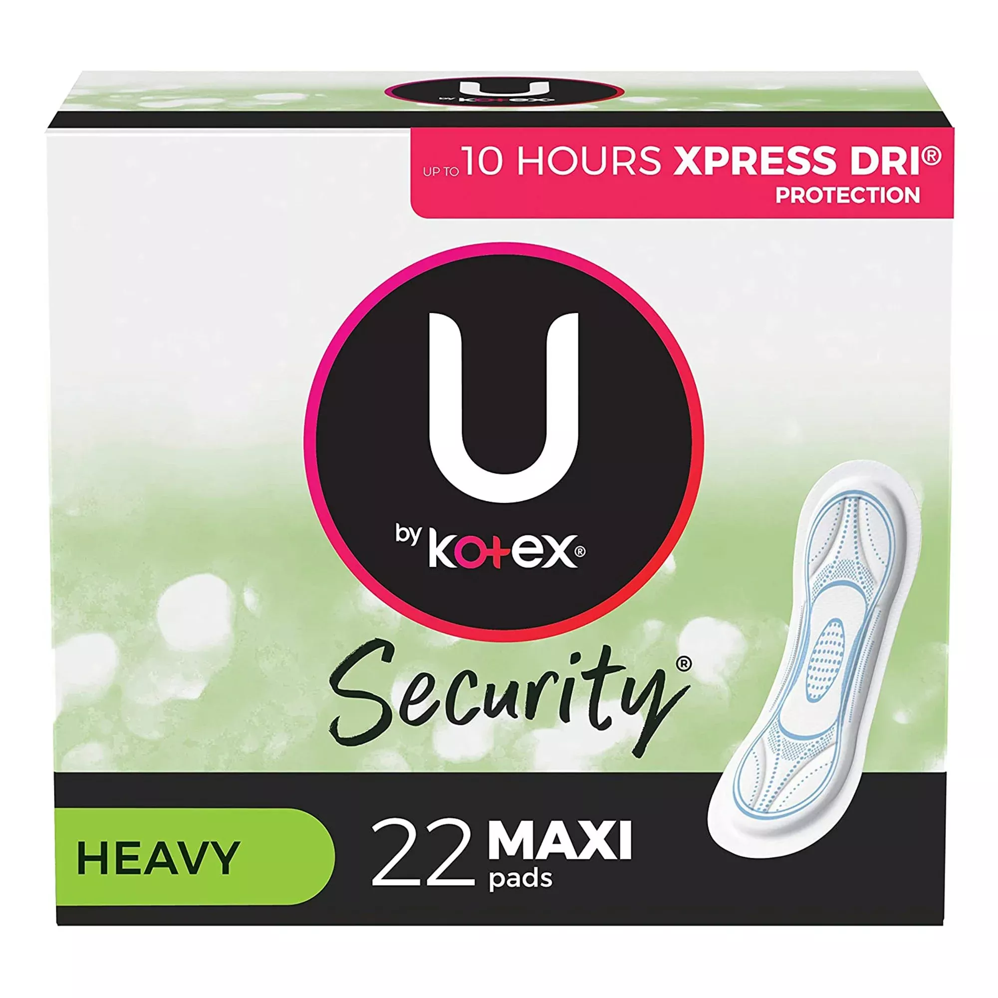 U by Kotex Security Maxi Pad, Heavy Absorbency, 1 Pack of 22